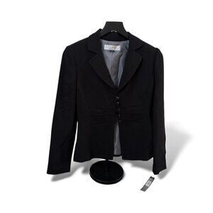 Tahari Arthur S Levine Womens 4 Blazer Black Pinstripe Career Suit Jacket NWT